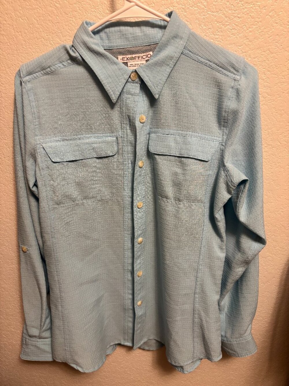 ExOfficio Women's Travel Shirt Size XS Light Blue Vented Performance